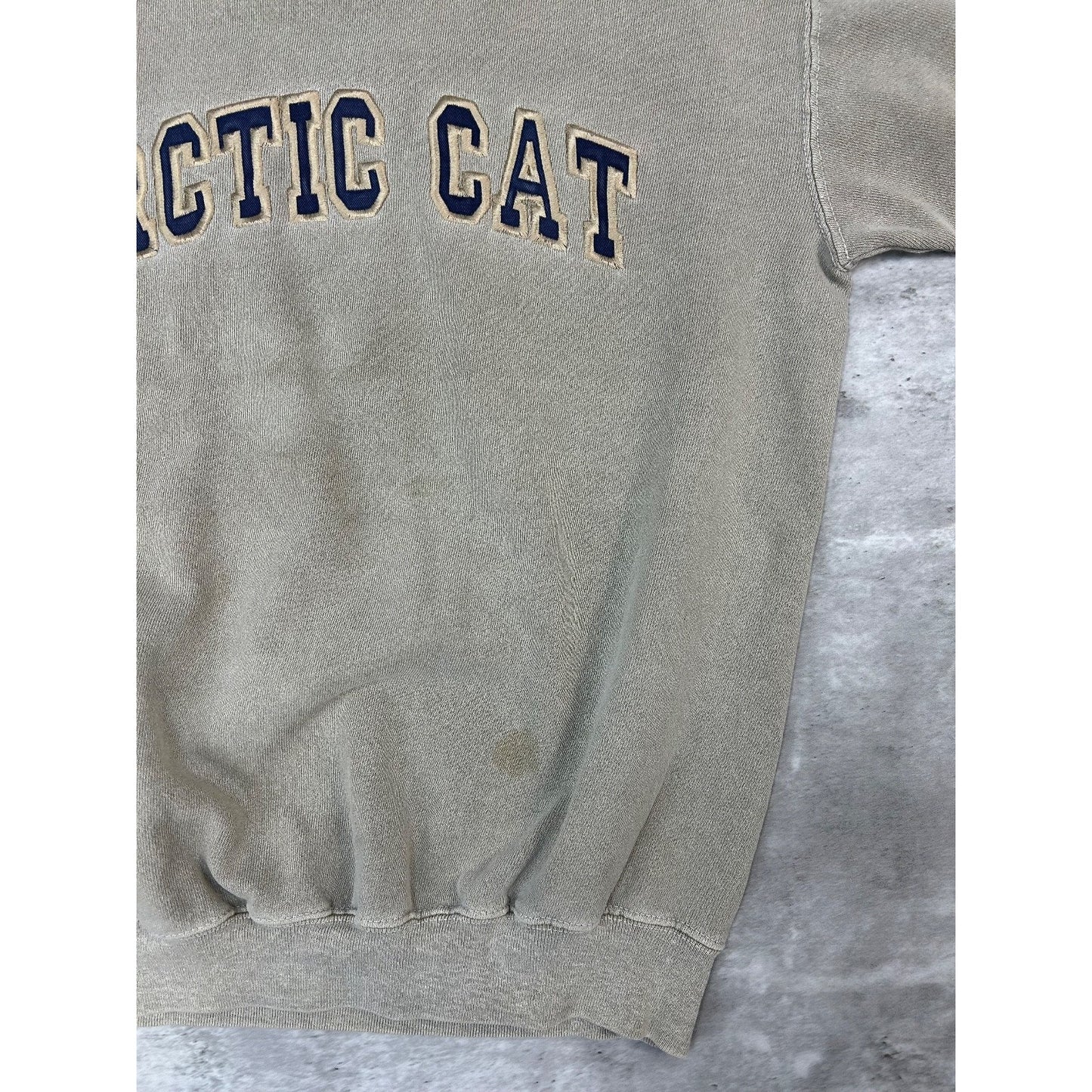 Vintage 90s Arctic Cat Embroidered Spellout Earth Tone Sweatshirt Size Medium