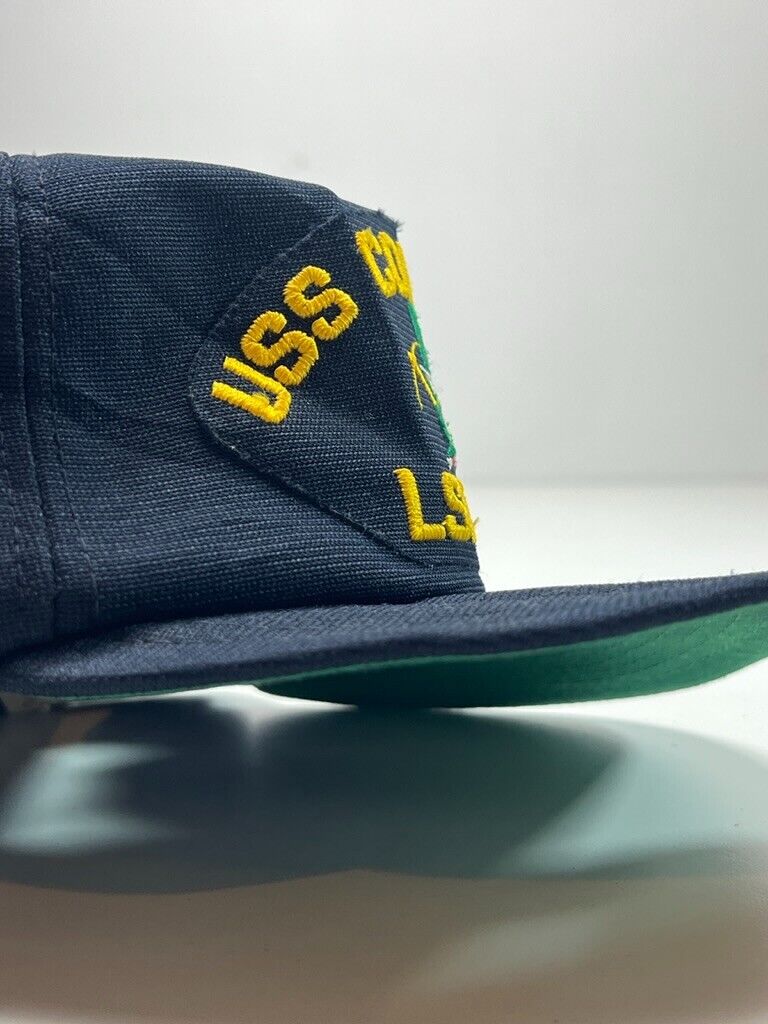 Vintage 90s USS Comstock LSD 45 US Navy Embroidered Spellout Snapback Hat OSFA