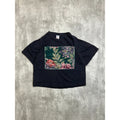 Vintage 90s Painted Flower Nature Art Graphic Black T-Shirt Size XL