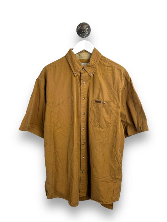 Carhartt Double Pocket Earth Tone Short Sleeve Button Up Shirt Size Large