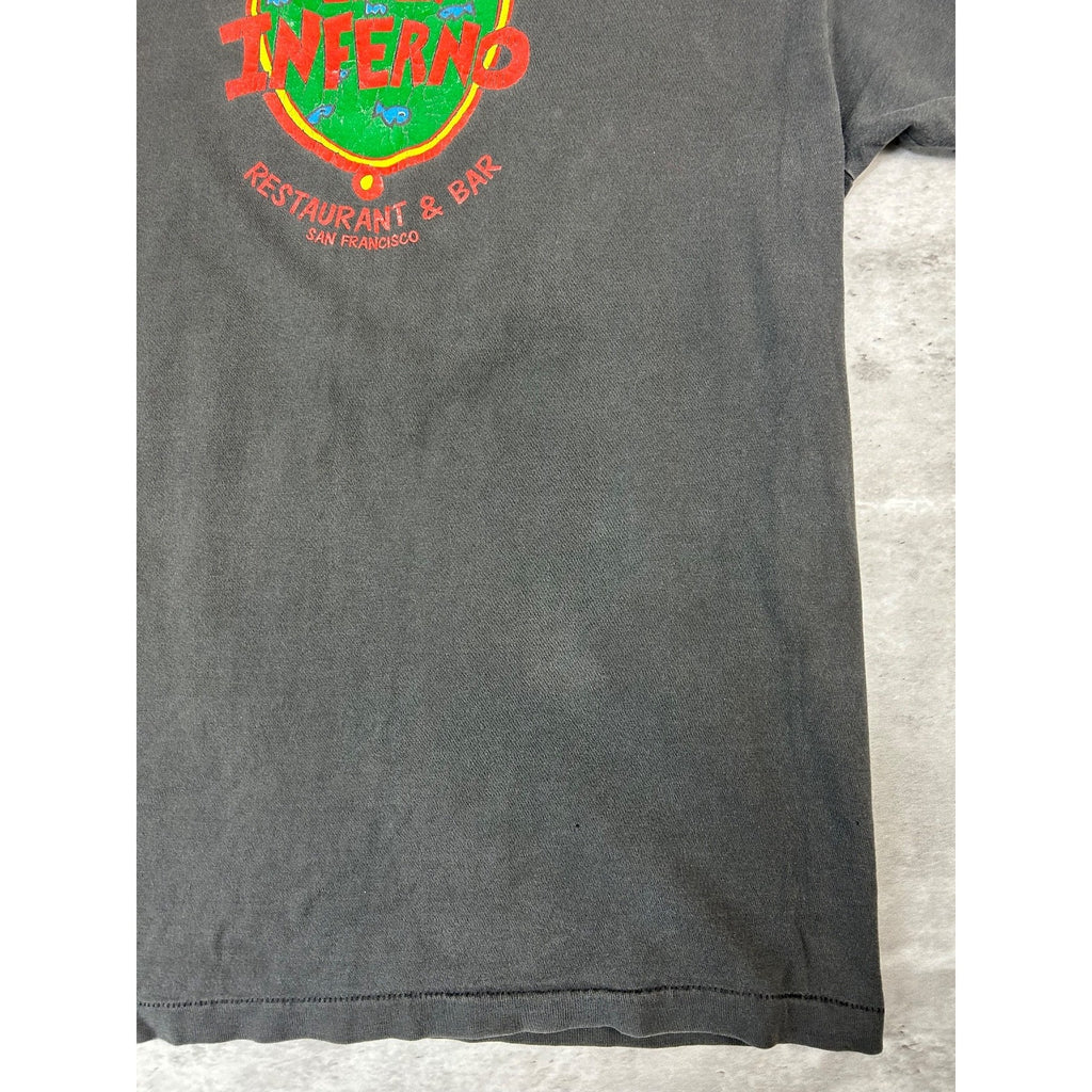 Vintage Pizza Inferno Restaurant Destination Graphic T-Shirt Size Large Black