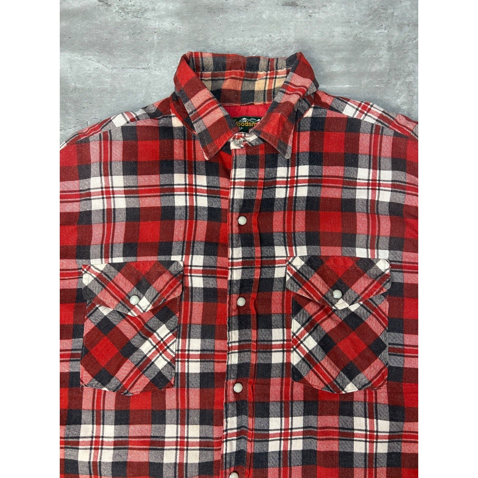 Vintage 80s/90s Woodsman Plaid Insulated Double Pocket Jacket Size XL