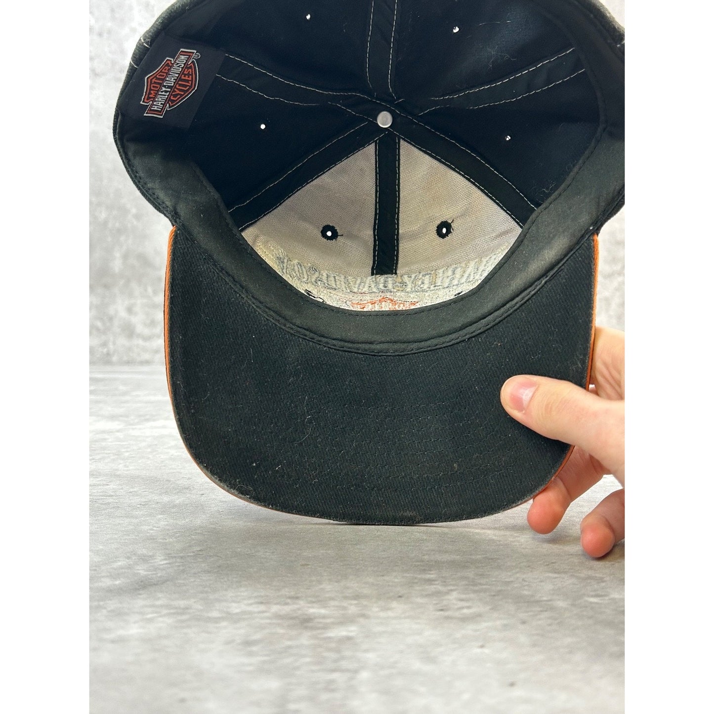 Vintage 2000s Harley Davidson Embroidered Winged Logo Strapback Hat OSFA
