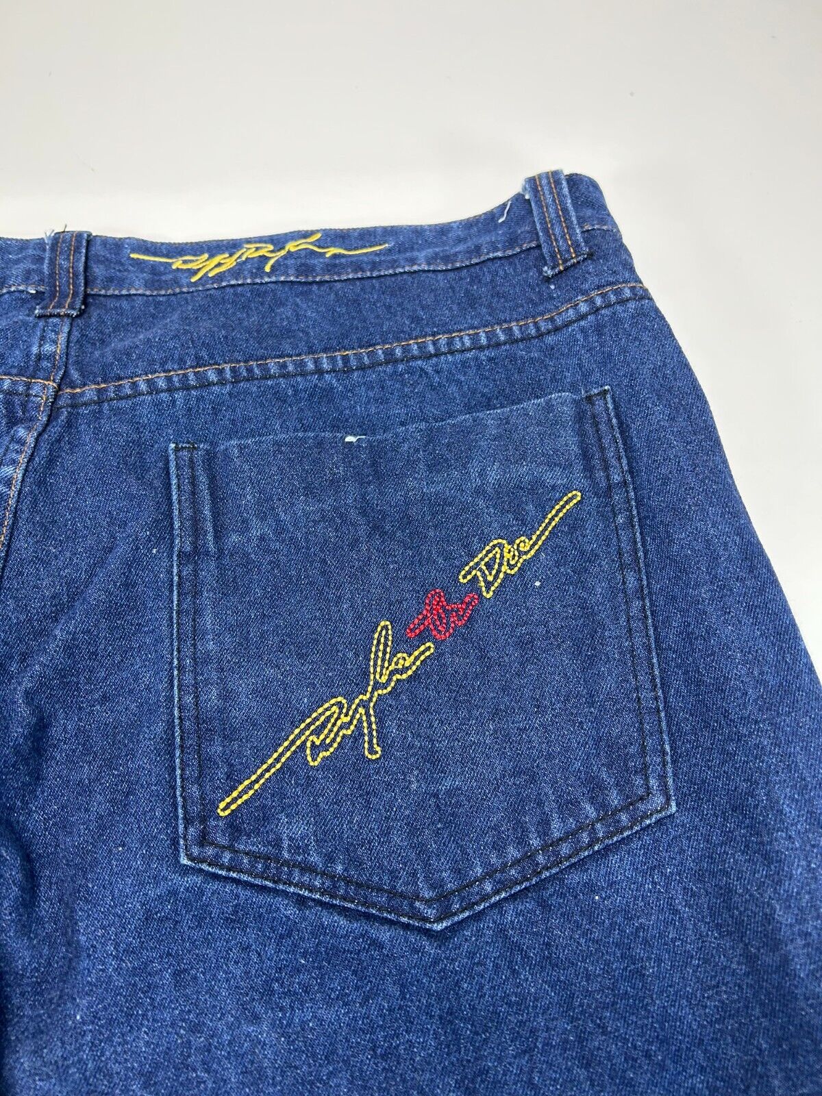 Vintage Ruff Ryders Embroidered Baggy Fit Dark Wash Denim Pants Size 42W Blue