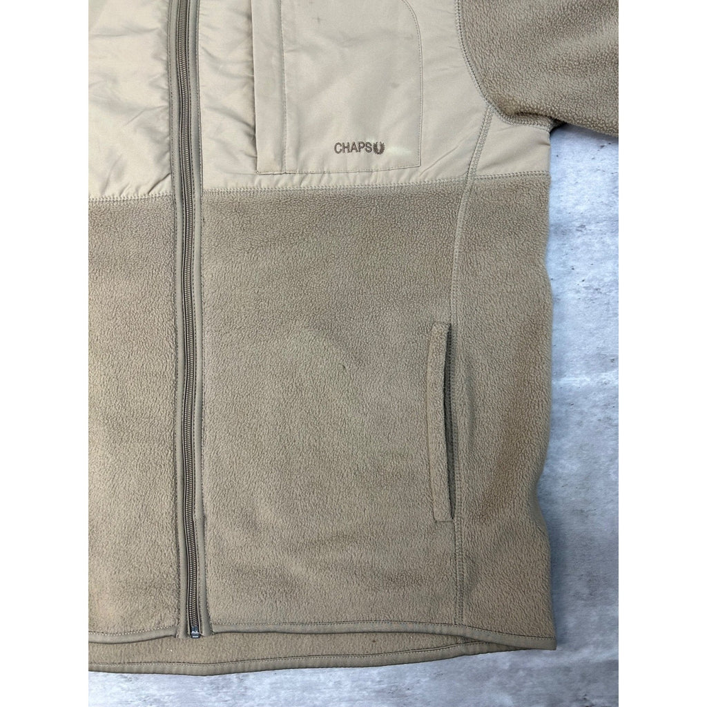 Vintage Chaps Ralph Lauren Earth Tone Full Zip Fleece Sweatshirt Size Large