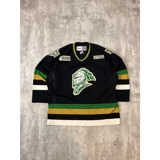 Vintage London Knights OHL Stitched CCM Hockey Jersey Size Large Black