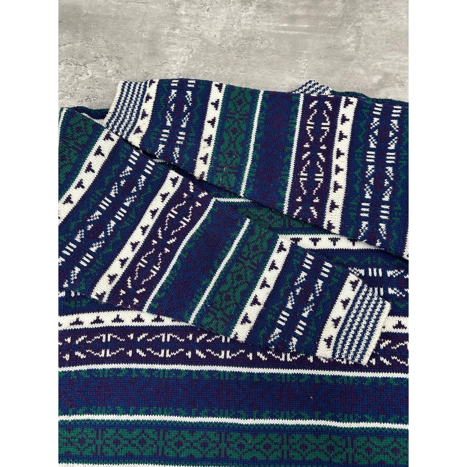 Vintage 90s The Custom Club Abstract Striped Print Knit Sweater Size Medium