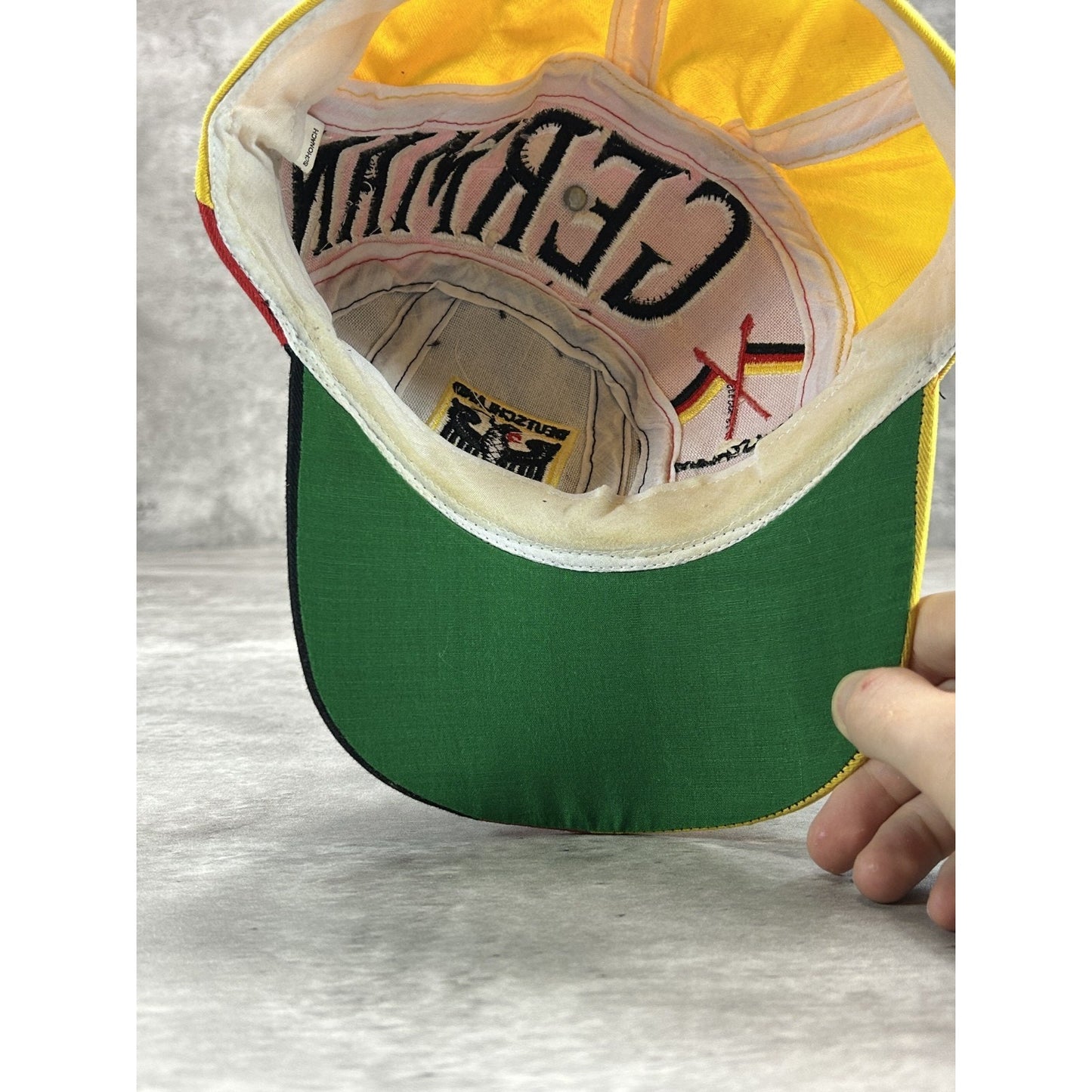 Vintage 90s Team Germany Deutschland World Cup Cap Swirl Snapback Hat OSFA
