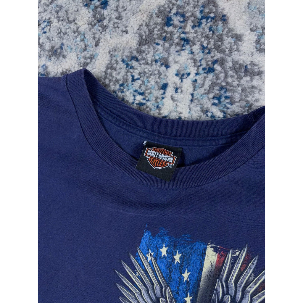 Harley Davidson National Harbor Eagle USA Flag Graphic T-Shirt Size XL
