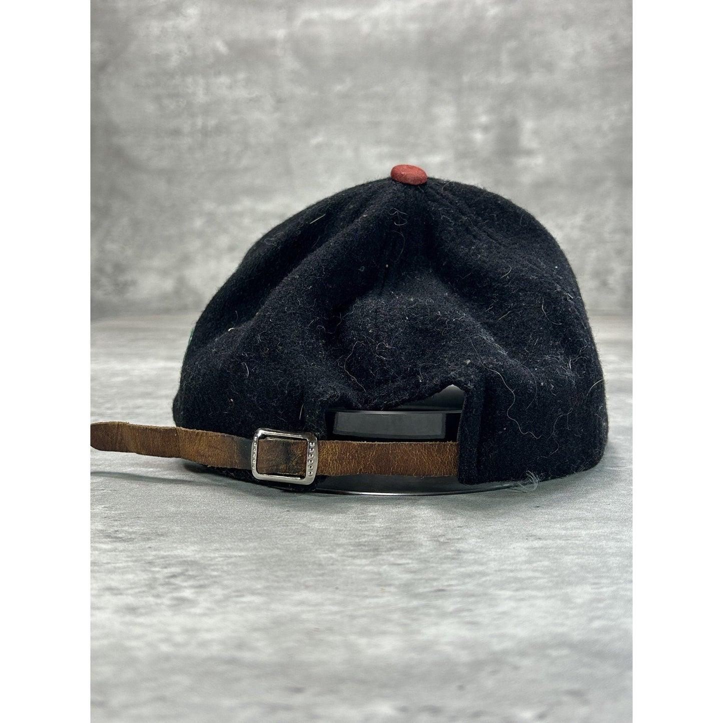 Vintage 90s Smirnoff Vodka Embroidered Spellout Strapback Hat OSFA Black