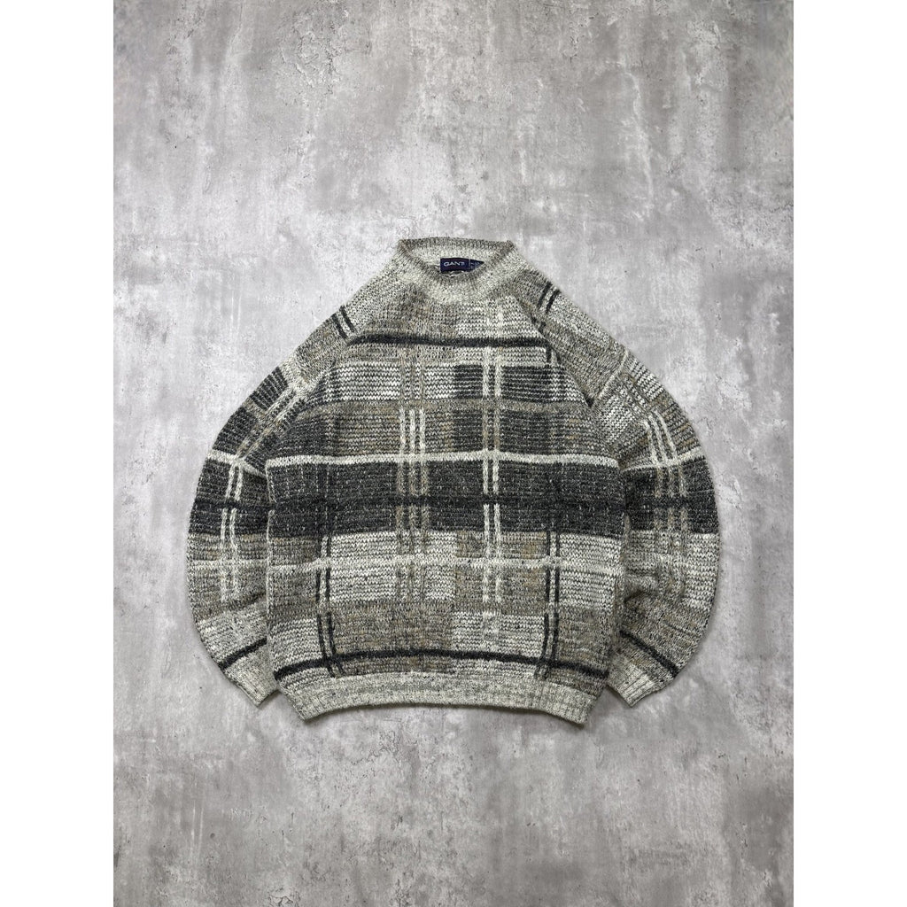 Vintage 90s Gant Plaid Print Pattern Pullover Knit Sweater Size Large