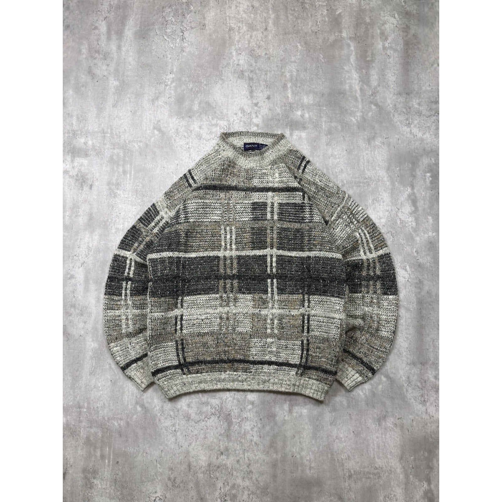 Vintage 90s Gant Plaid Print Pattern Pullover Knit Sweater Size Large