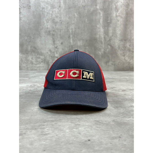 Vintage CCM Embroidered Spellout AMerican Flag Trucker Snapback Hat OSFA