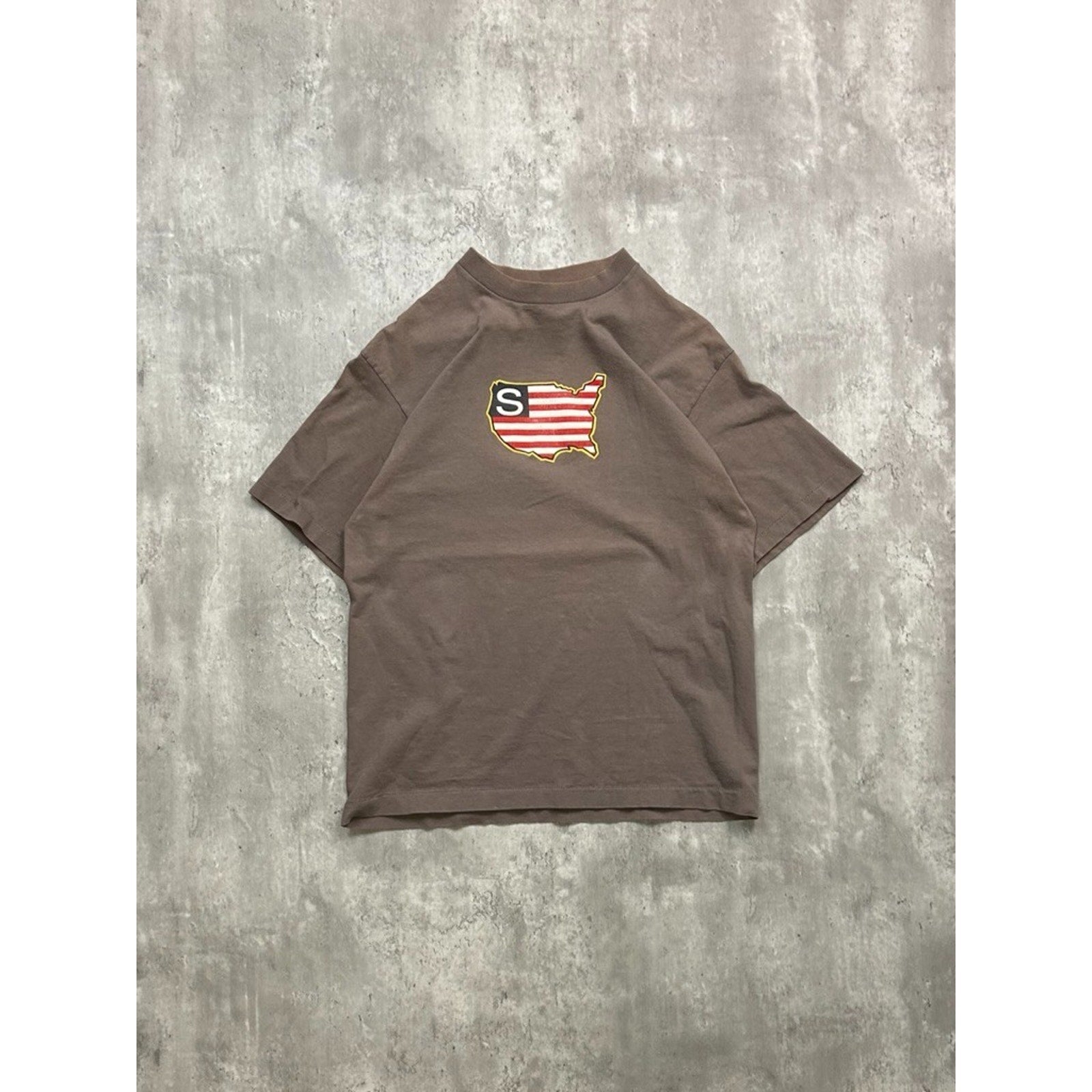 Vintage 90s Stussy American Flag Silhouette Graphic T-Shirt Size Large