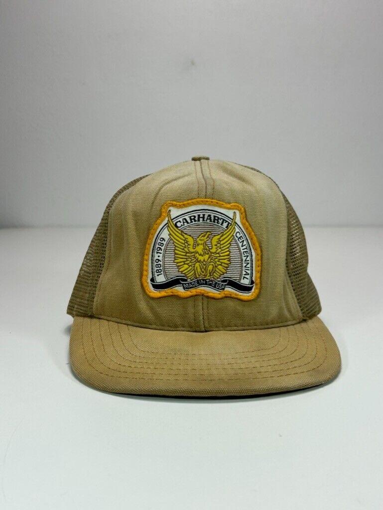 Vintage 1989 Carhartt Embroidered Logo Trucker Snapback Hat OSFA