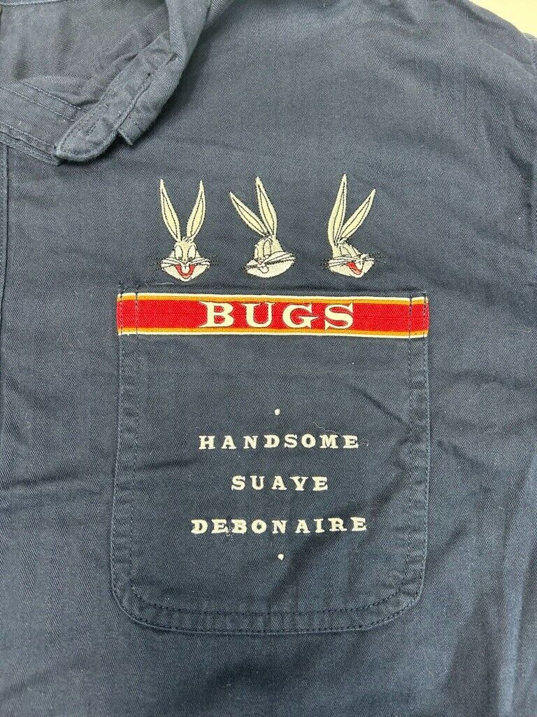 Vintage Looney Tunes Bugs Bunny Embroidered Long Sleeve Button Up Shirt Size XL