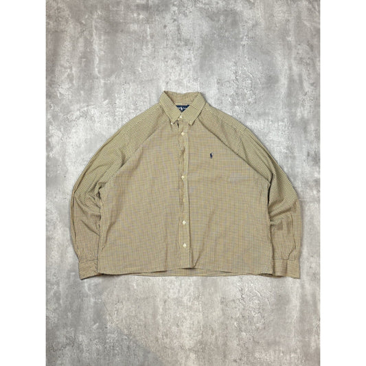 Vintage Polo Ralph Lauren Checkered Reworked Cropped Button Up Shirt Size Large