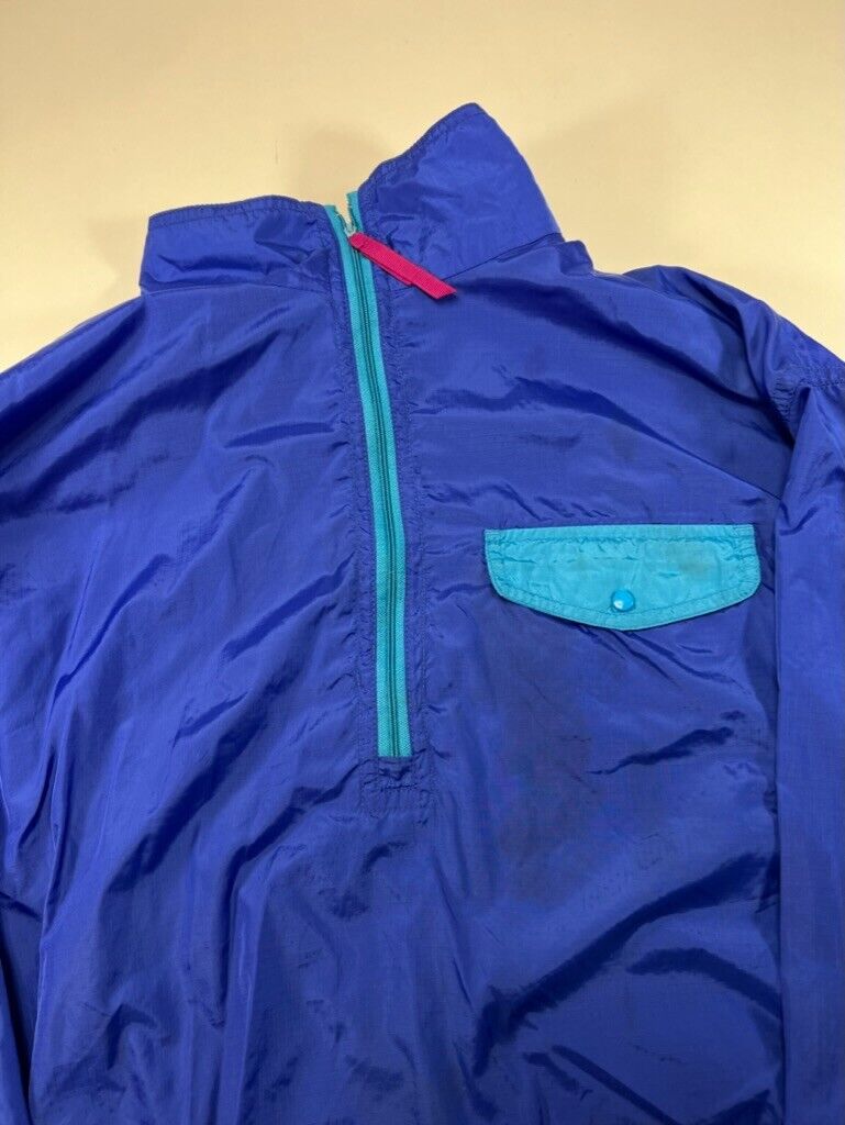 Vintage 90s L.L. Bean Nylon 1/2 Zip Single Pocket Windbreaker Jacket Size Large