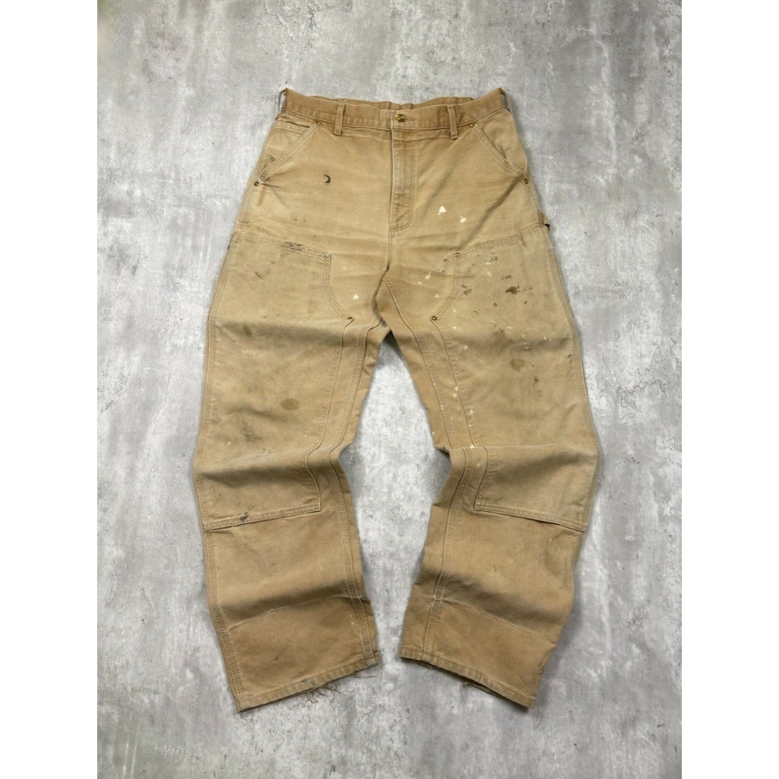 Vintage Carhartt Loose Original Fit Double Knee Carpenter Workwear Pants Size 33