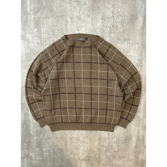 Vintage Croft & Barrow Plaid Print Pullover Ribbed Knit Sweater Size Large