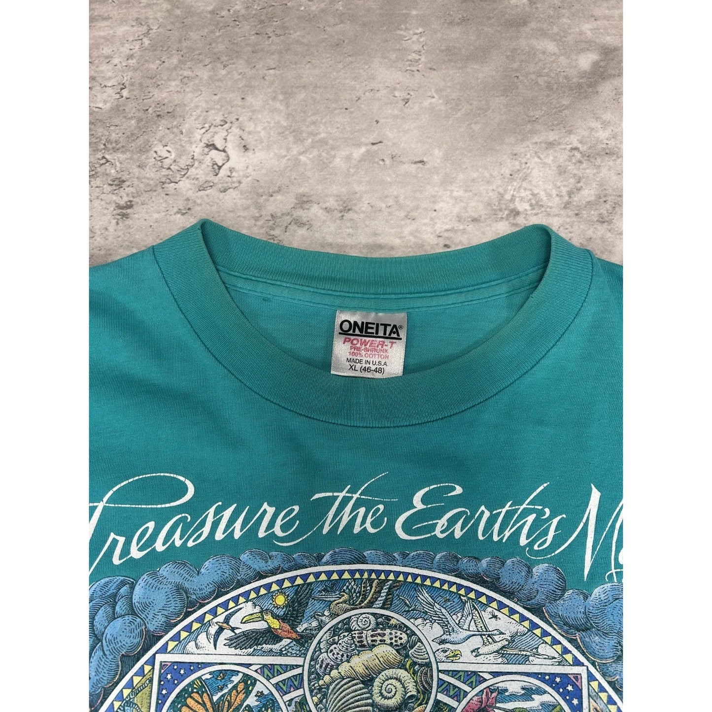 Vintage 90s Treasure Earths Magic Nature Wildlife Graphic T-Shirt Size XL