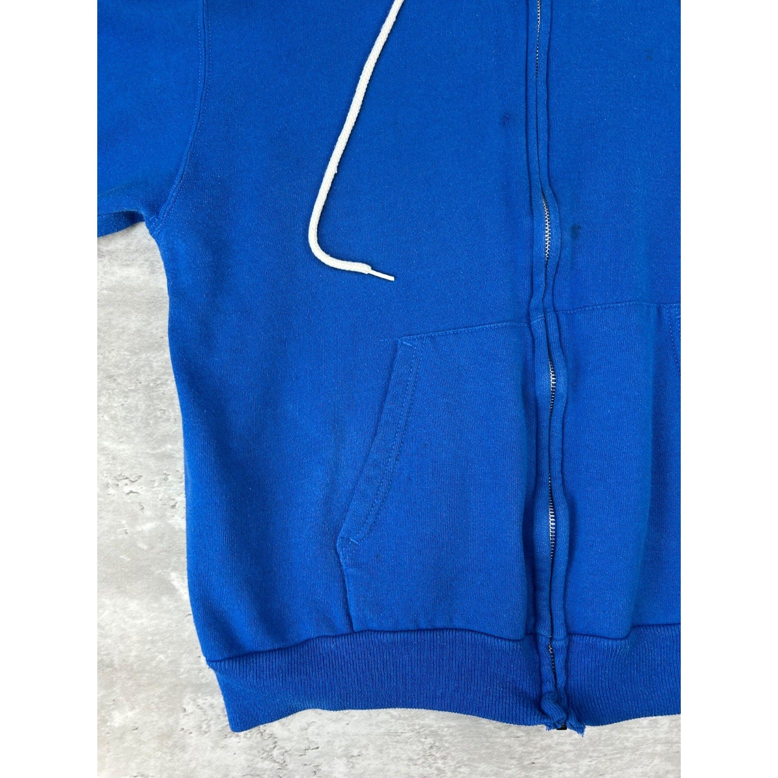 Vintage 80s Hanes Black Full Zip Blue Hooded Sweatshirt Size Large