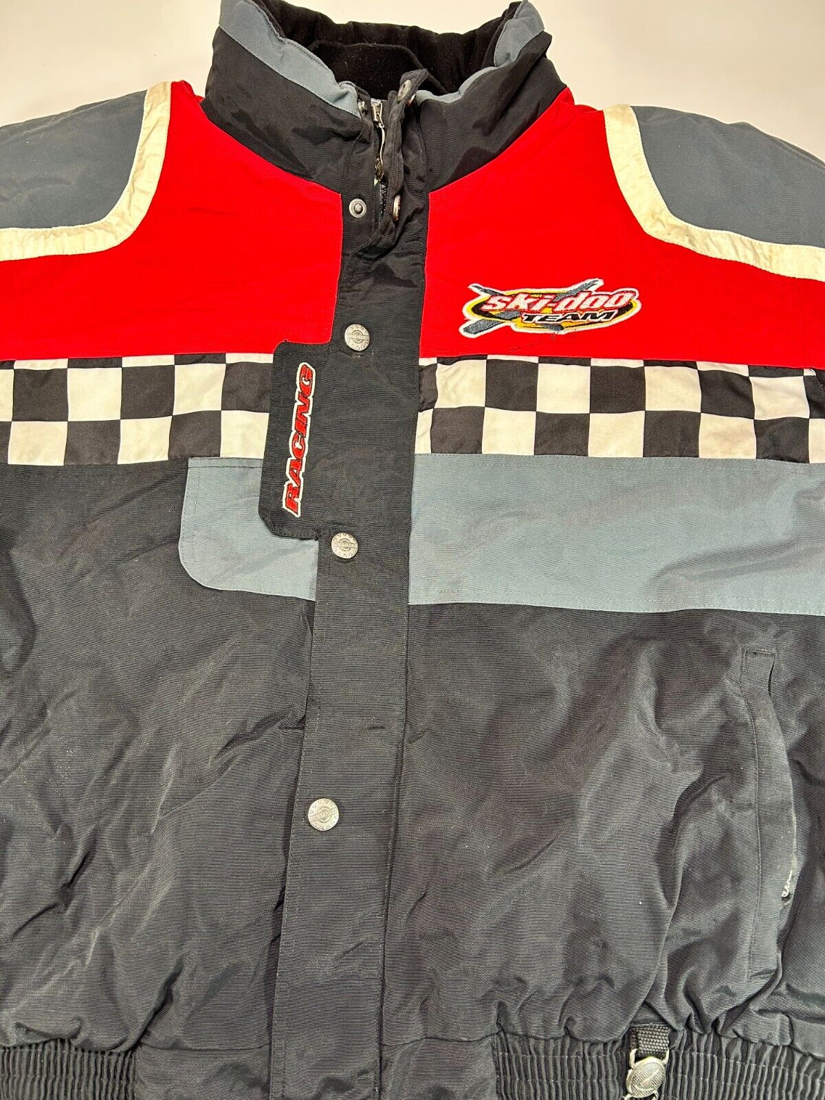 Vintage 90s Ski-Doo Bombardier Insulated Full Zip Checkered Jacket Size XL