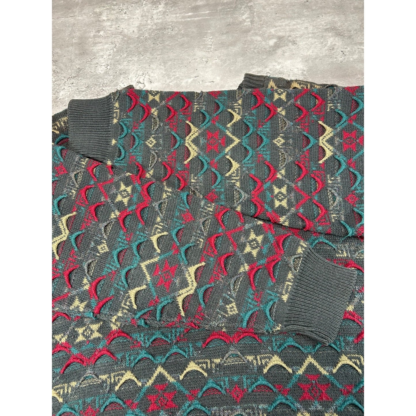 Vintage 90s John Weitz Abstract 3D Knit Pullover Sweater Size Large