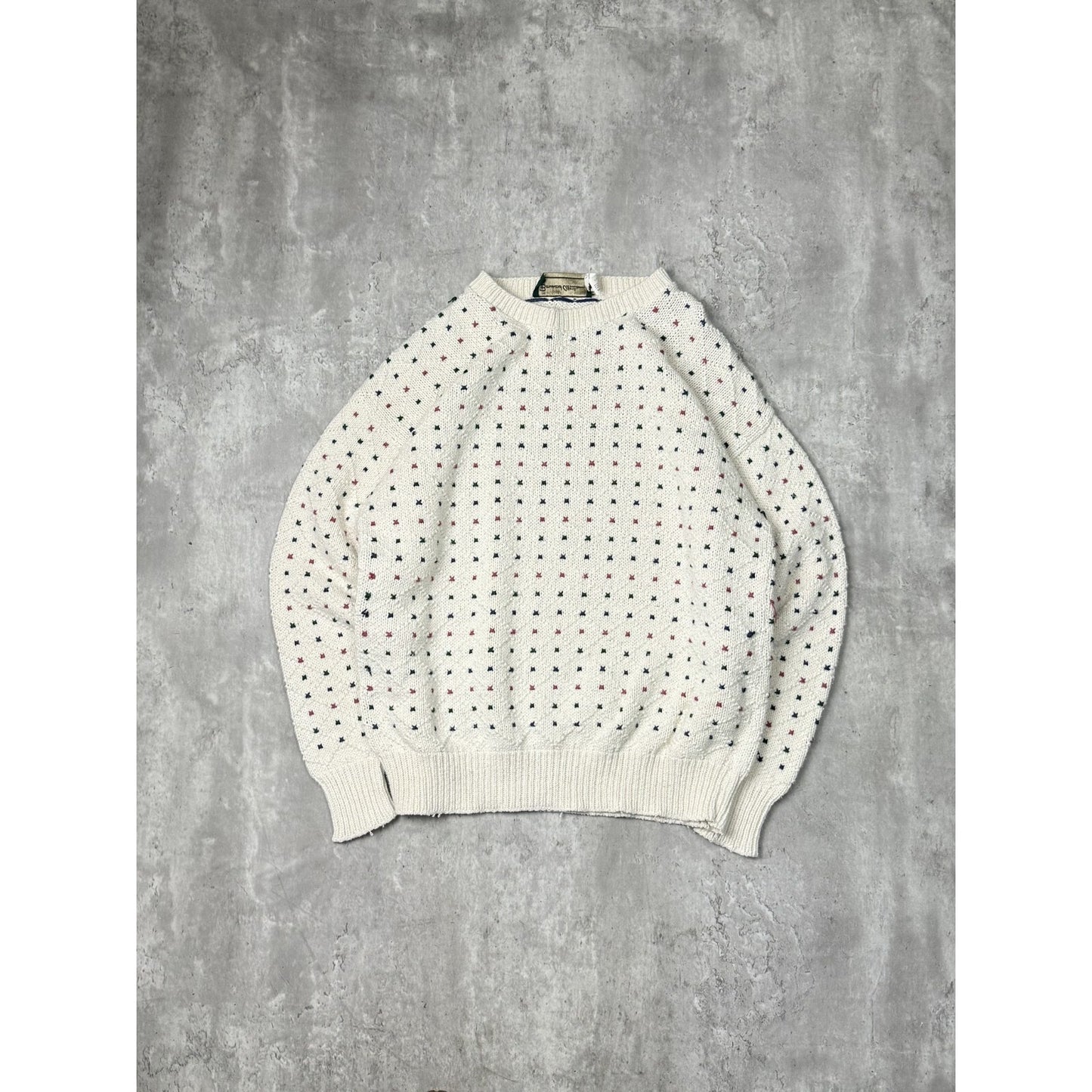 Vintage 90s Bernhard Altmann Abstract Spotted Print Pullover Sweater Size XL