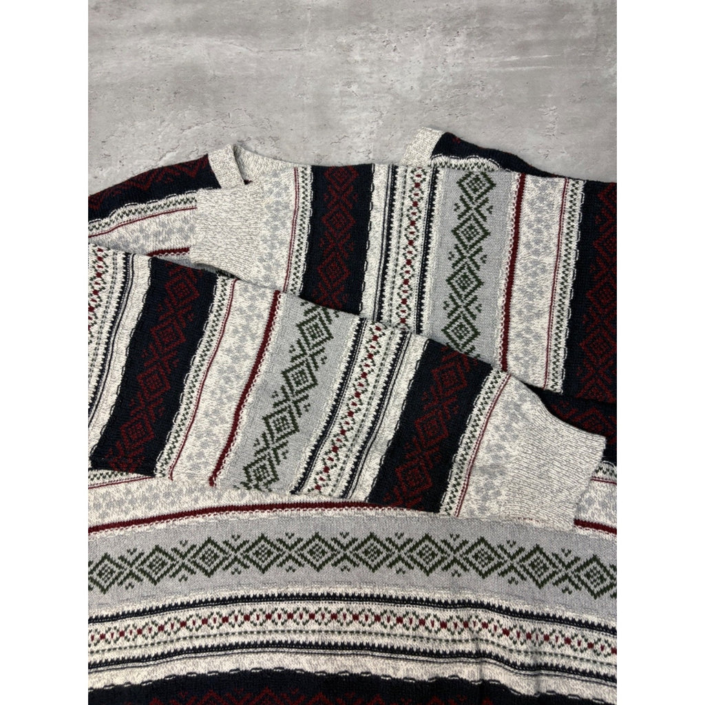 Vintage Croft & Barrow Abstract Striped Pullover Knit Sweater Size Large