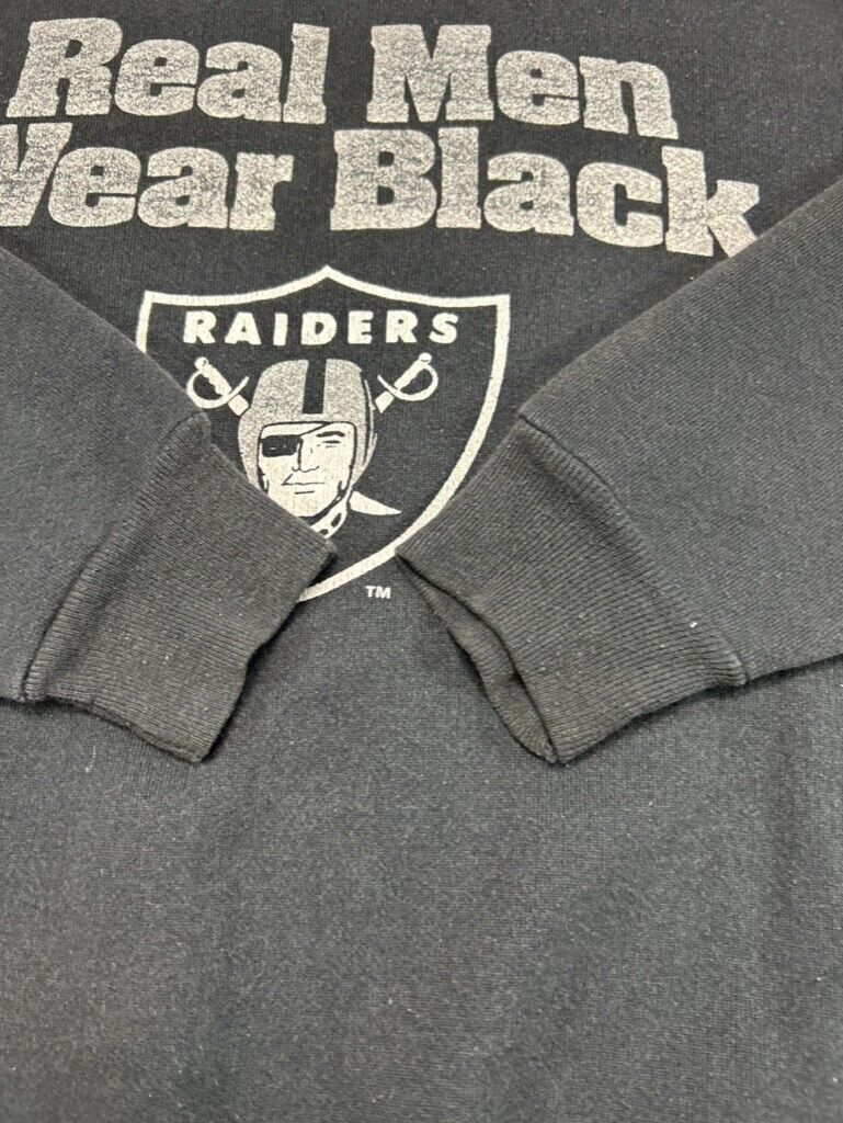 VTG 1990 Oakland Raiders NFL Real Men Wear Black Graphic Sweatshirt Sz Medium