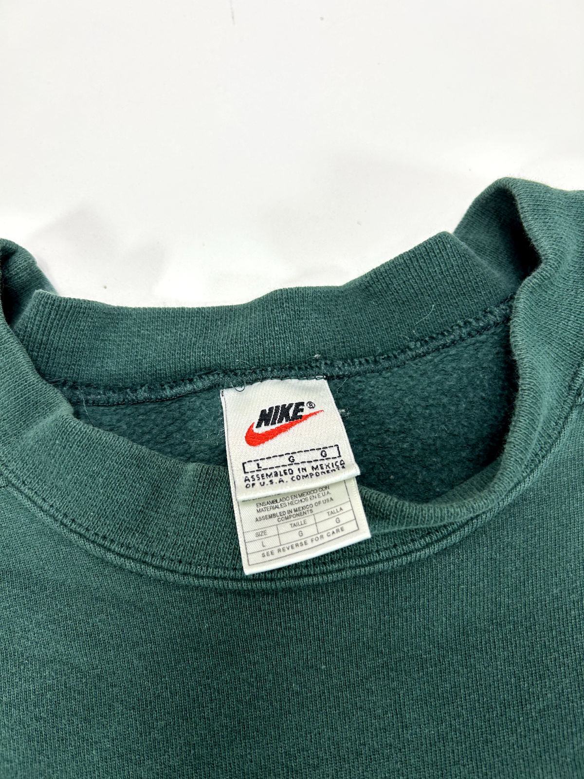 Vintage 90s Nike Embroidered Mini Swoosh Crewneck Sweatshirt Size Large Green