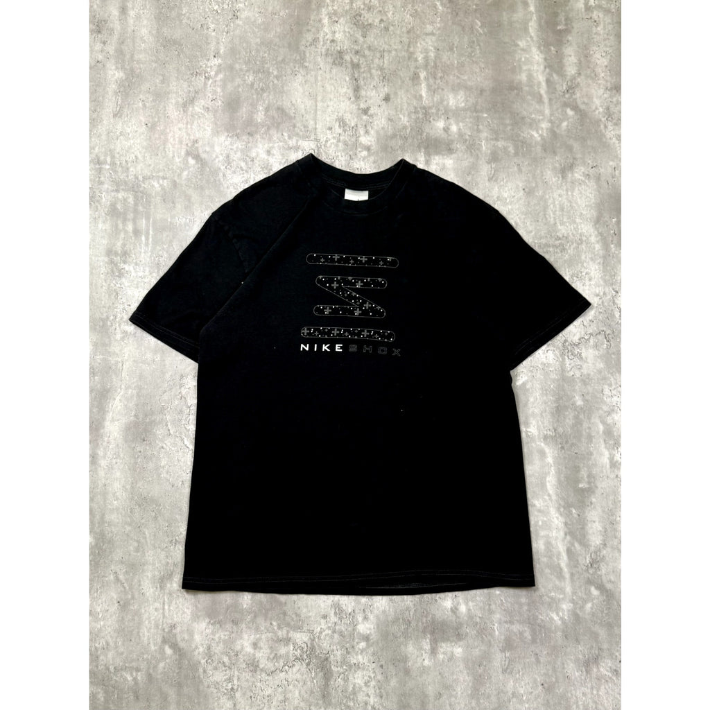 Vintage Y2K Nike Shox Spellout Logo Black Graphic T-Shirt Size XL