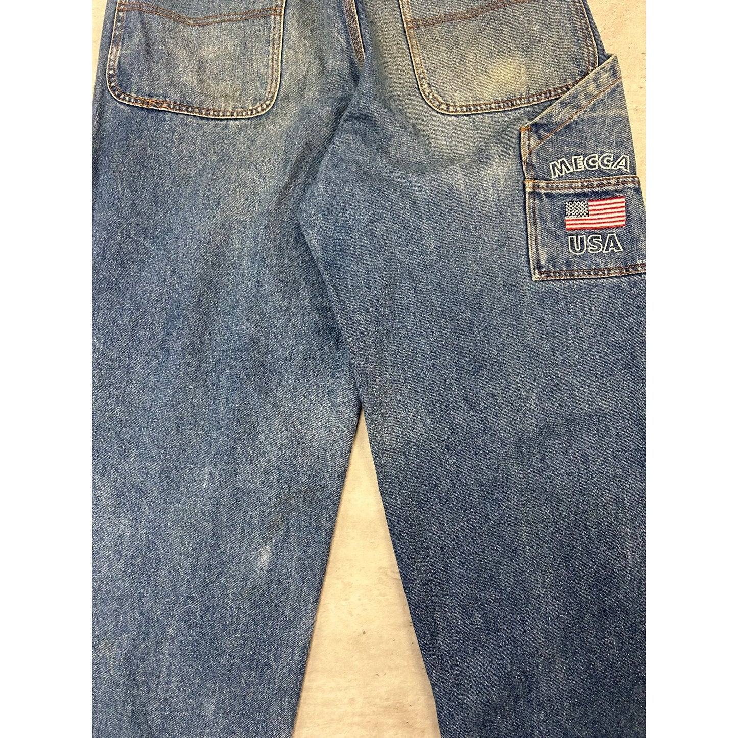 Vintage Y2K Mecca USA Baggy Fit Medium Wash Denim Carpenter Pants Size 34