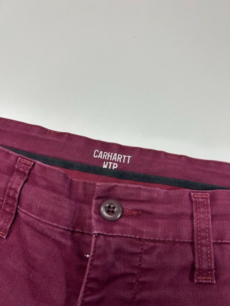 Carhartt WIP Chino Style Straight Leg Workwear Pants Size 32 Maroon