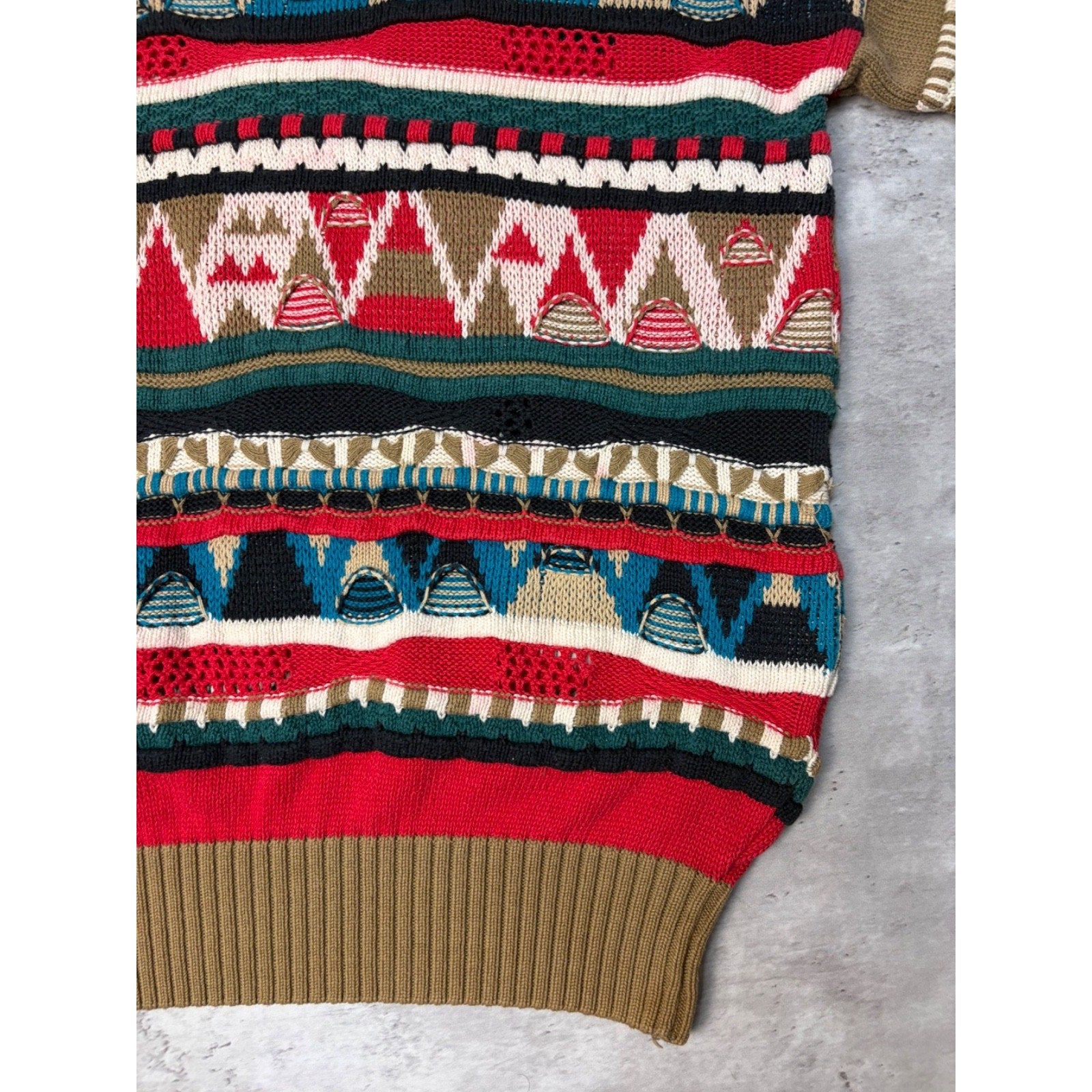 Vintage Dockside Abstract Pattern 3D Knit Sweater Size XL