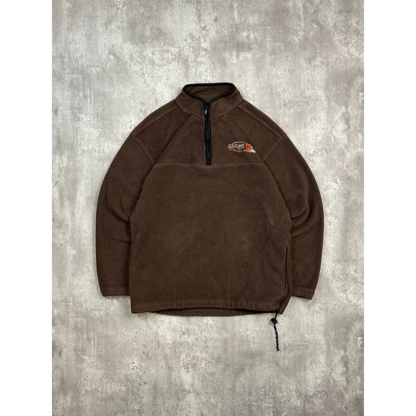 Vintage Cleveland Browns NFL Embroidered Spellout 1/2 Zip Fleece Sweatshirt XL