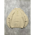 Vintage 80s/90s Cable Knit 1/4 Button Beige Knit Sweater Size Medium