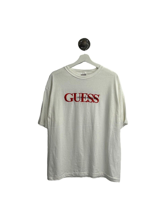 Vintage 90s GUESS By Georges Marciano Embroidered Spellout T-Shirt Size Medium