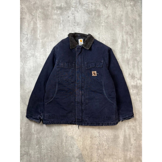 Vintage Carhartt Insulated Canvas Workwear Arctic Jacket Size Large Navy Blue