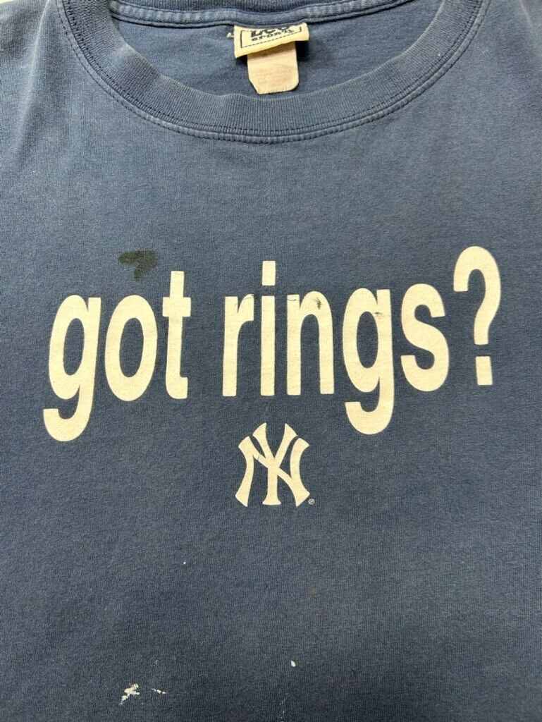 Vintage 2005 New York Yankees MLB Got Rings? Graphic Comedy T-Shirt Size Large