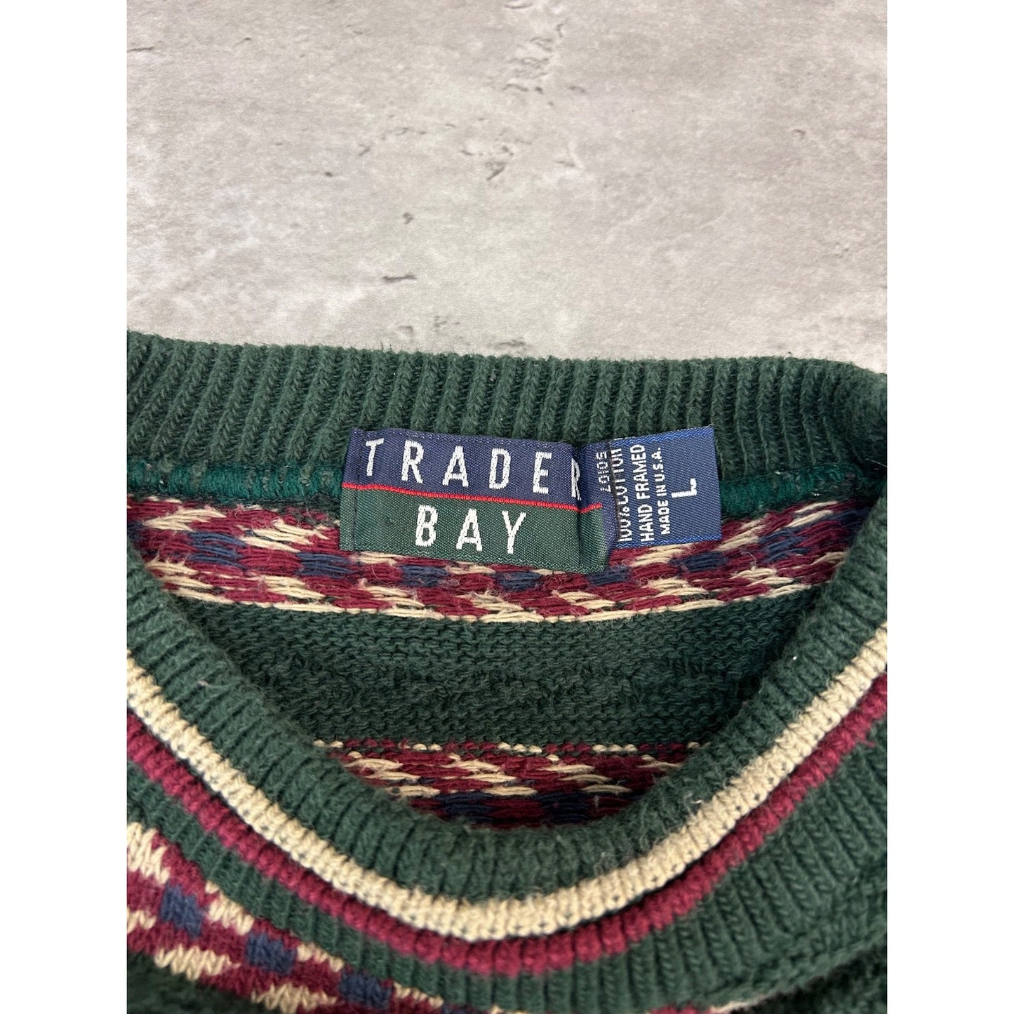 Vintage 90s Trader Bay Abstract Striped Pullover Knit Sweater Size Large