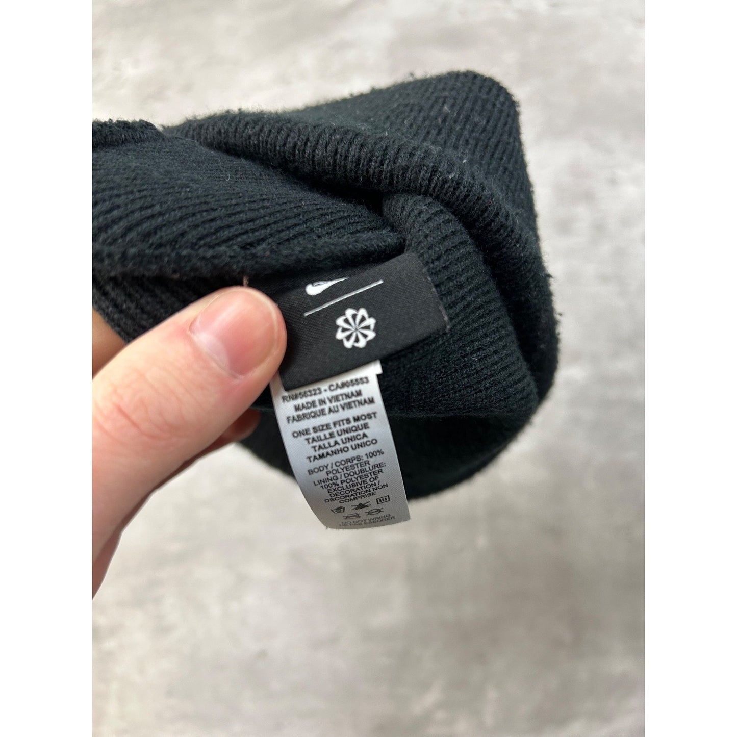 Vintage Nike Embroidered Swoosh Black Beanie Hat YOUTH