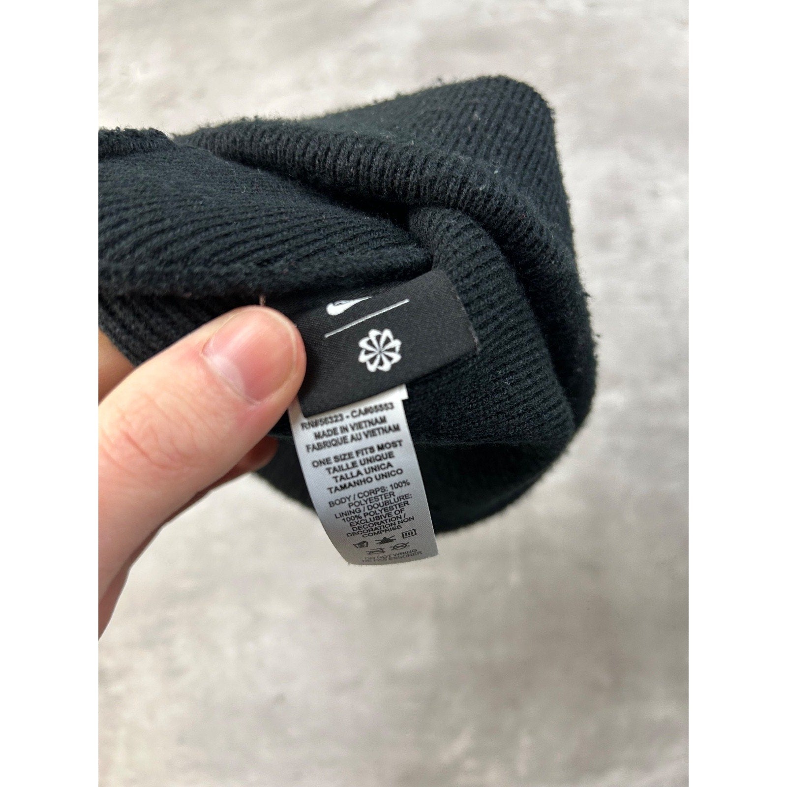 Vintage Nike Embroidered Swoosh Black Beanie Hat YOUTH