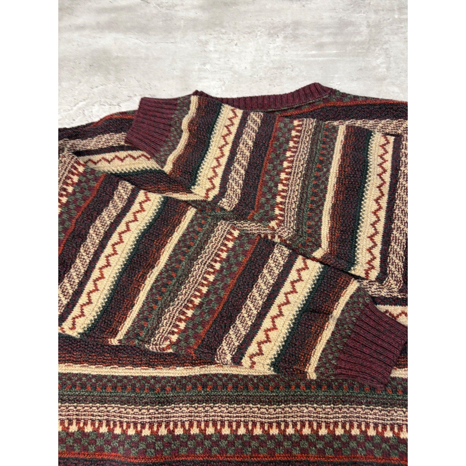 Vintage 90s St Johns Bay Abstract Striped Pullover Knit Sweater Size Large