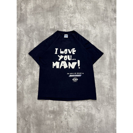 Vintage 1995 Bud Light I Love You... Man Beer Promo Spellout T-Shirt Size Large
