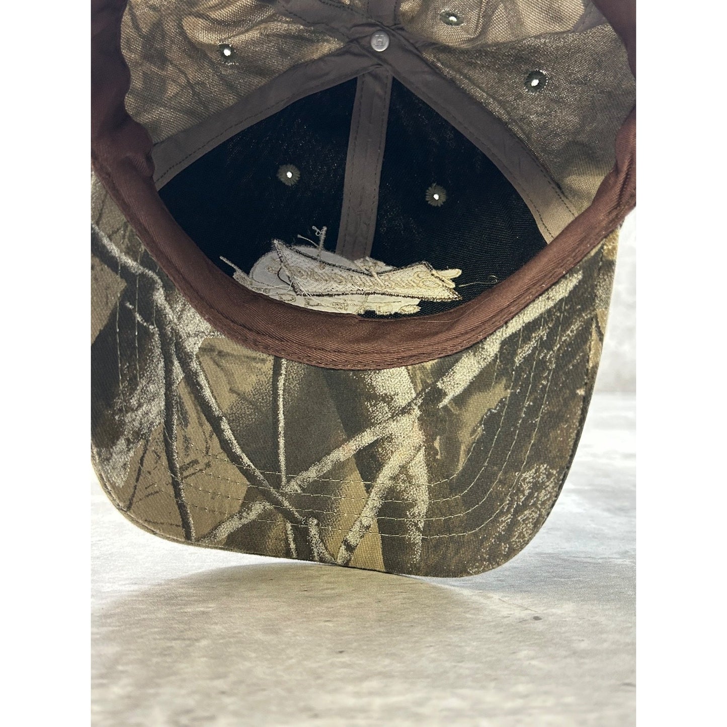 Vintage Budweiser Outdoors Realtree Hardwoods Camo Beer Promo Strapback Hat OSFA