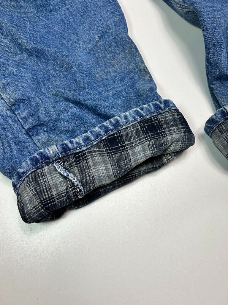 VTG Carhartt Plaid Lined Relaxed Fit Medium Wash Work Wear Denim Pants Size 40W