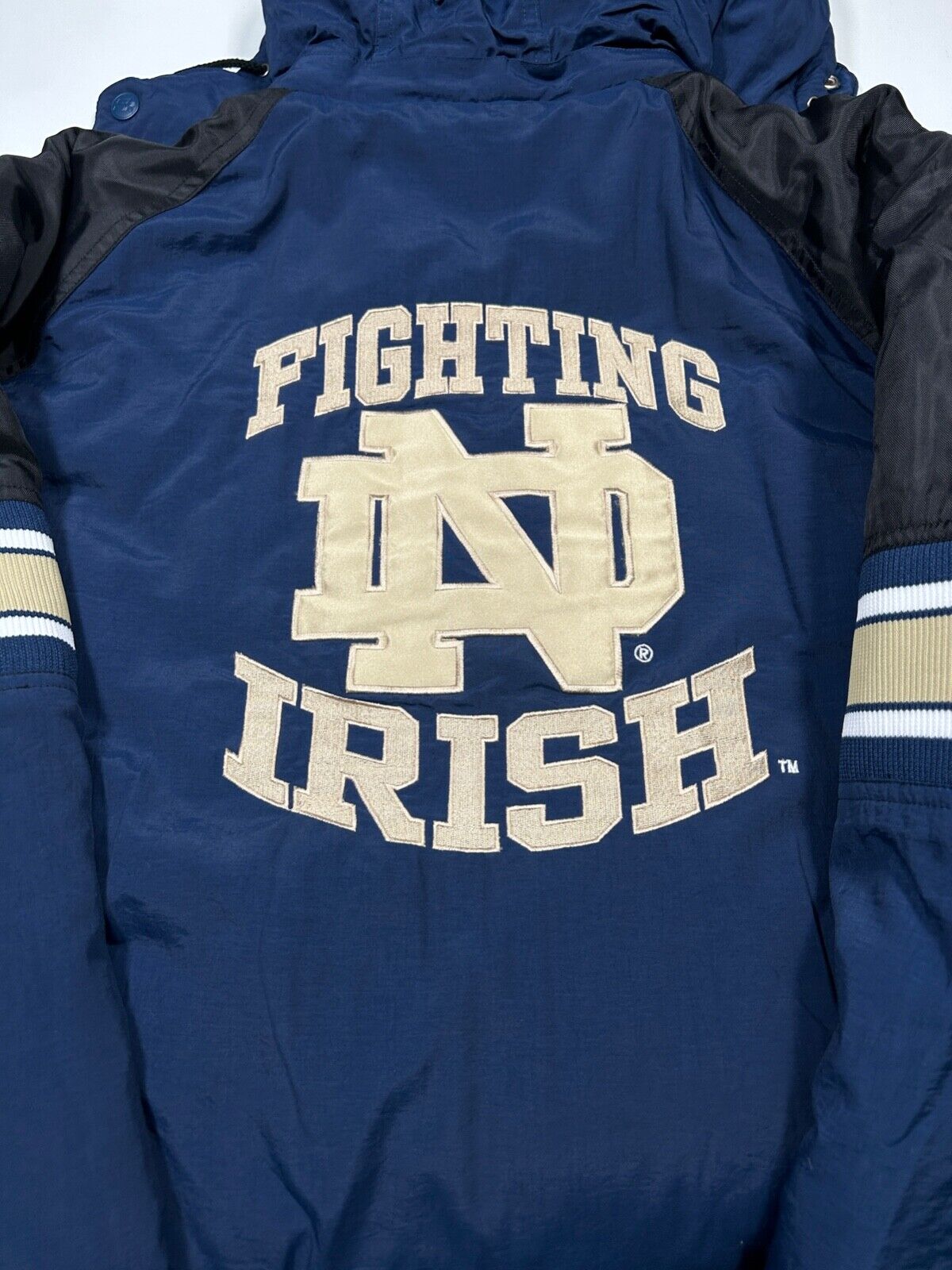 Vintage 90s Notre Dame Fighting Irish Insulated Starter 1/2 Zip Jacket Size XL