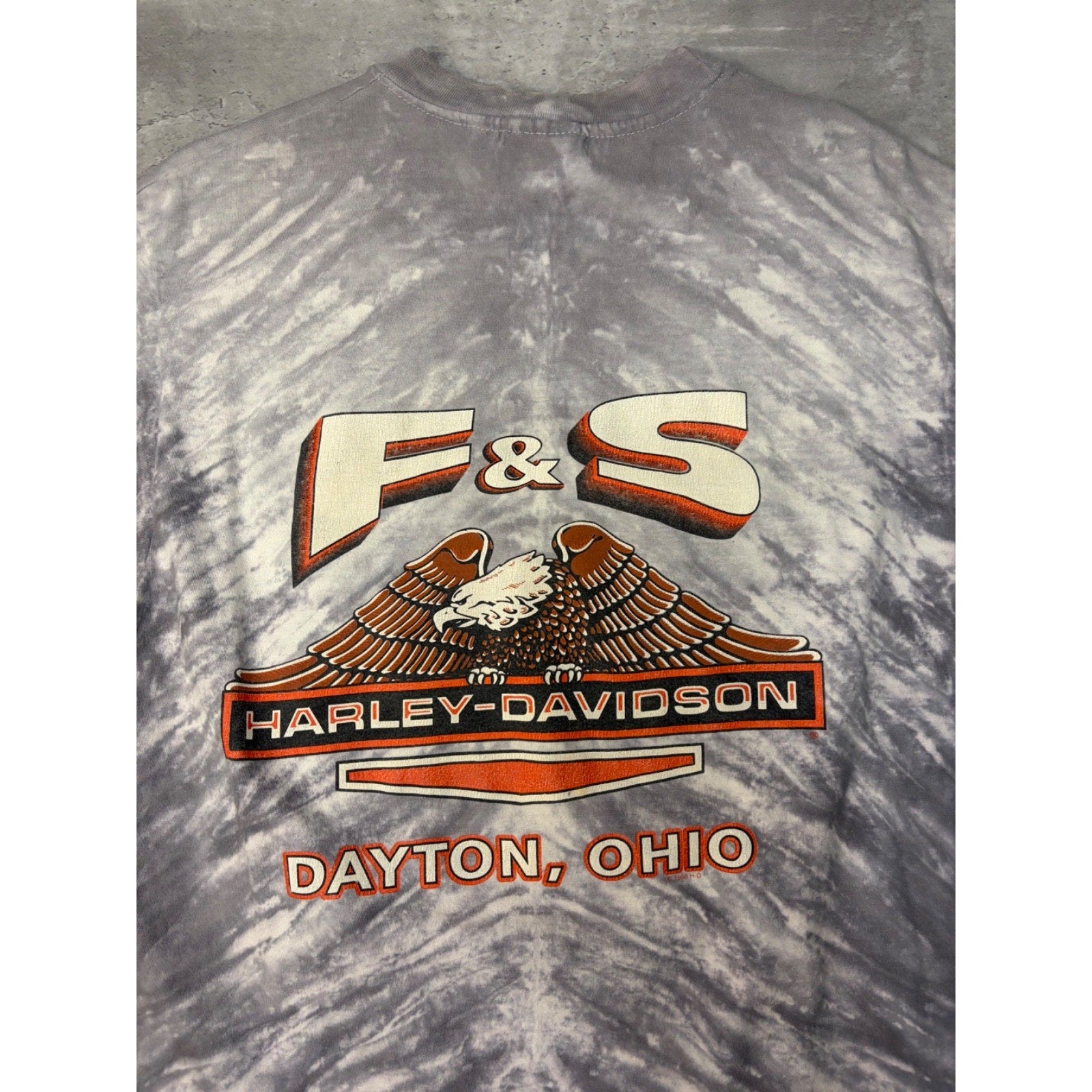 Vintage 1998 Harley Davidson Bald Eagle Graphic Tye Dye T-Shirt Size Large